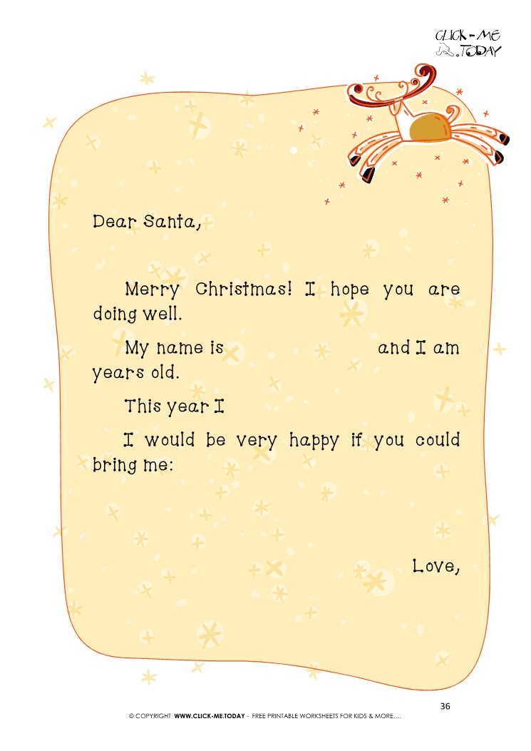 Create you own letter to Santa Claus with sample text 36